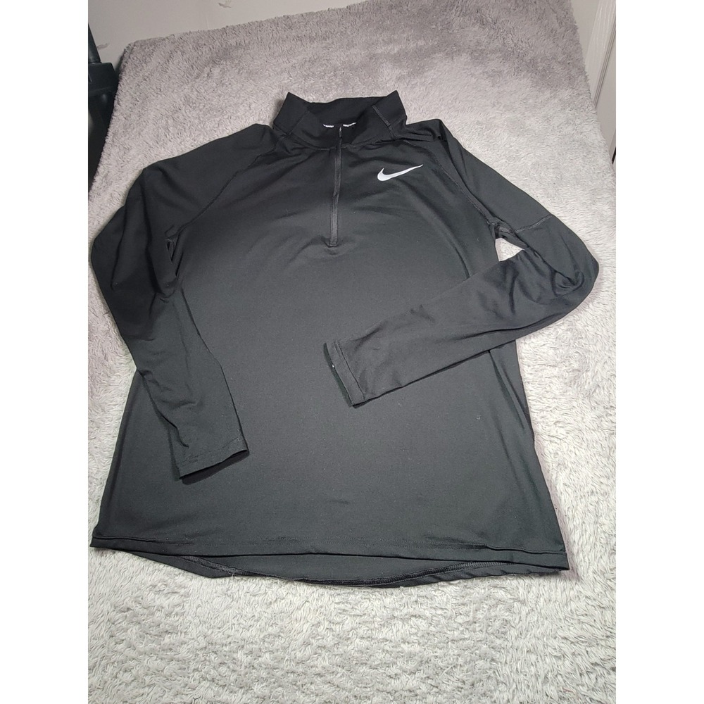 Nike Men Large Adult Black Athletic Running Dri Fit Polyester Swoosh
